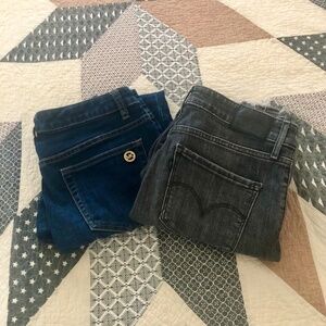 2 Pair Stretch Skinny Jeans ~ Levi Black distressed & Michael Kors Blue Denim